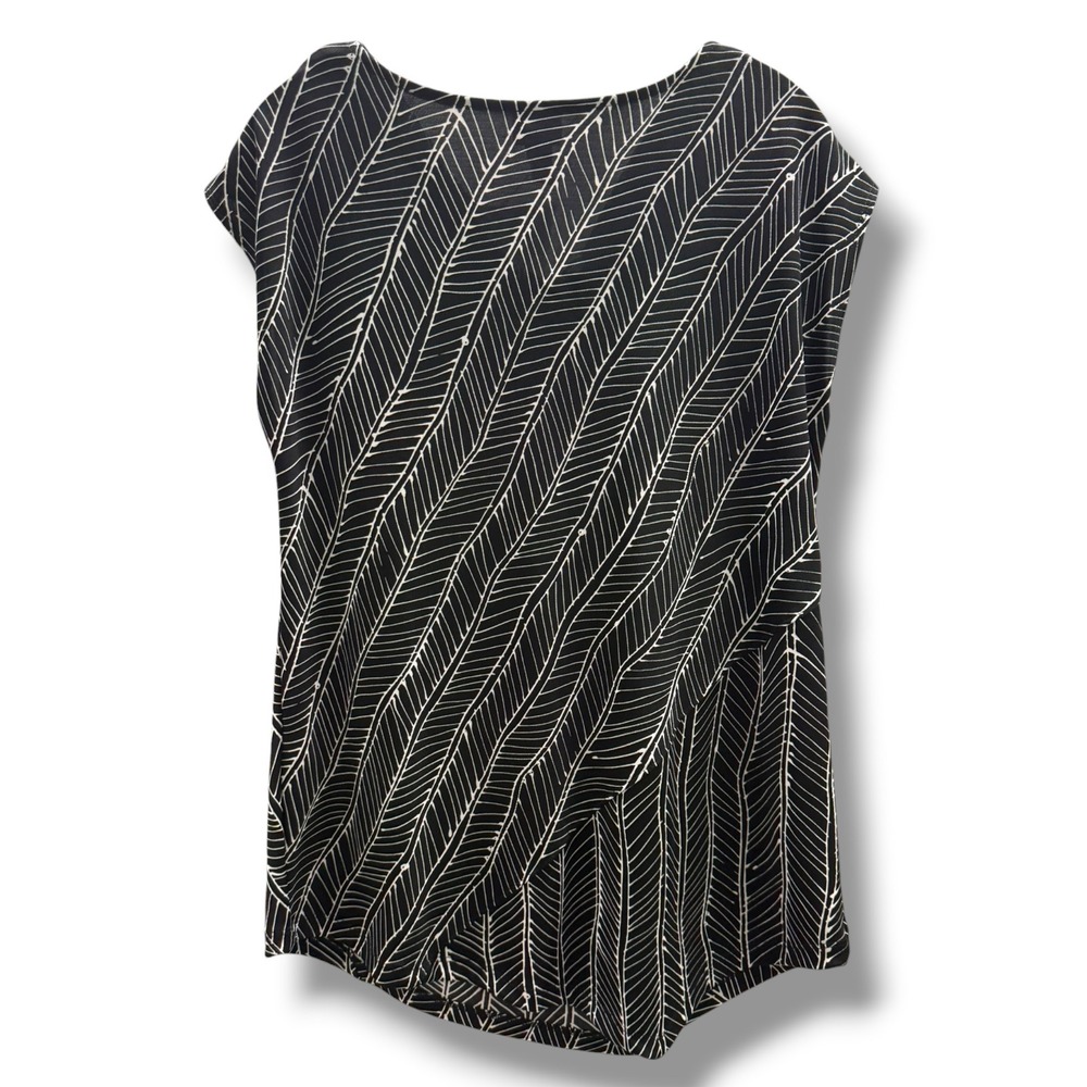 Chico's Easywear Black White Geometric Cowl Neck Sleeveless Top Size 2 Large 12 - Picture 3 of 7